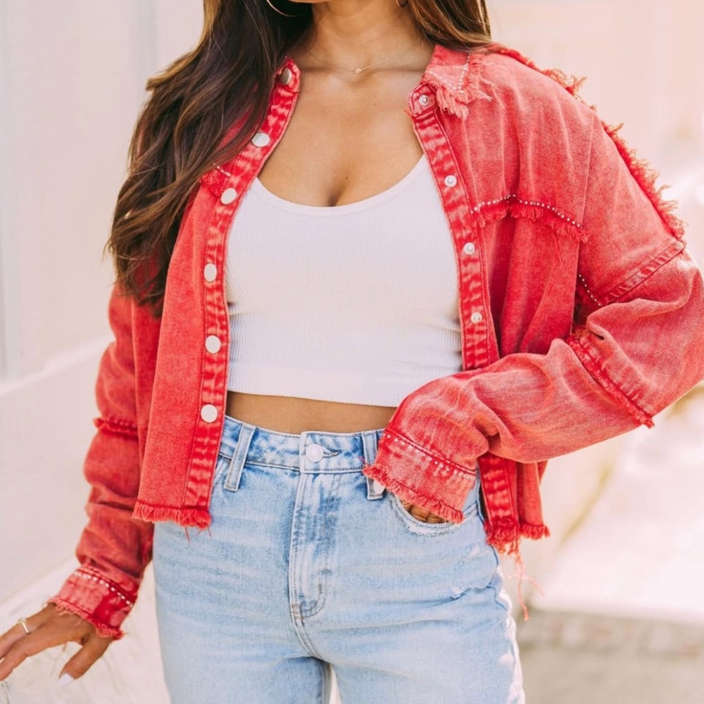 Frayed studded jacket